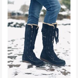 Timberland Women's Black Leather Winter Boots